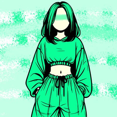 realistic girl faceless with baggy pants and a crop top