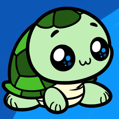 cute little animated turtle