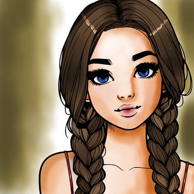 realistic girl with braids
