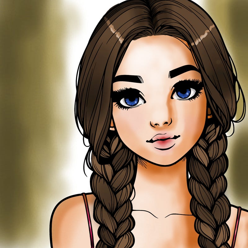 realistic girl with braids