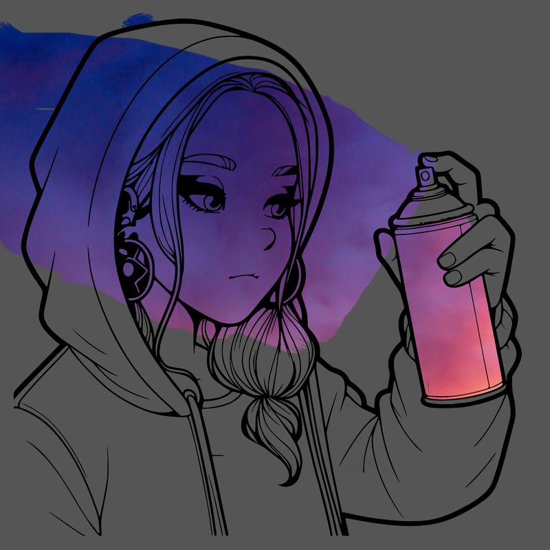 a realistic girl, spray painting