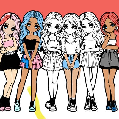 a group of girls realistic