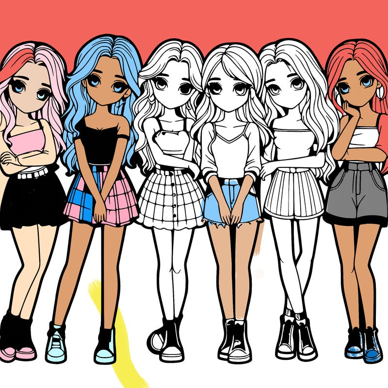 a group of girls realistic