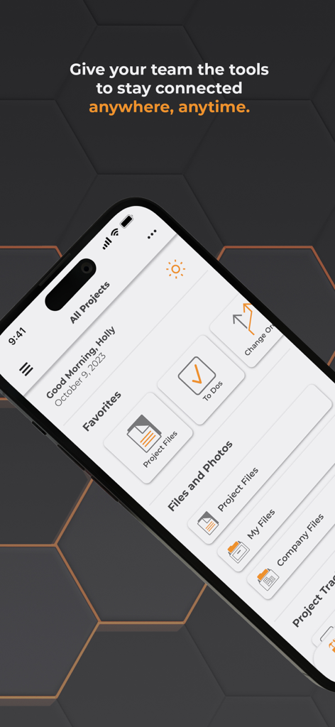 ConstructionOnline - ConstructionOnline mobile app dashboard showing project management tools like files and to-dos