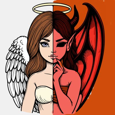 realistic angel half demon