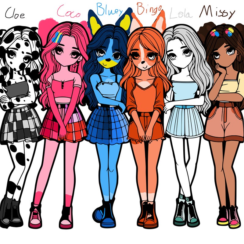 a group of girls realistic