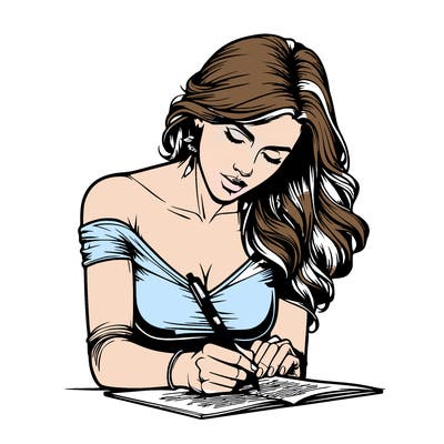 realistic female writing poetry