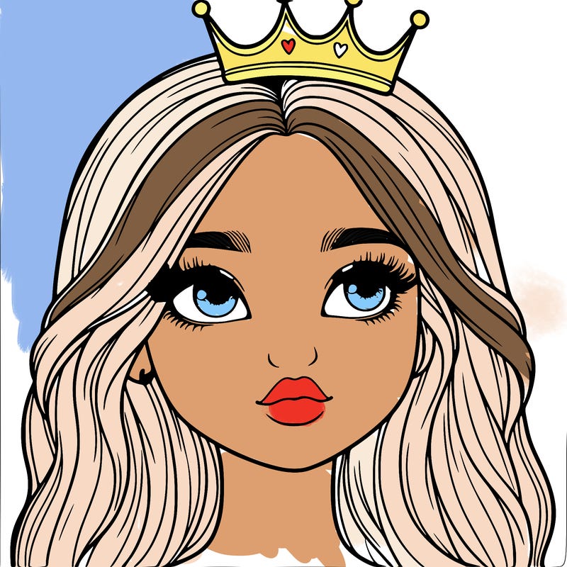 a realistic girl with a crown on