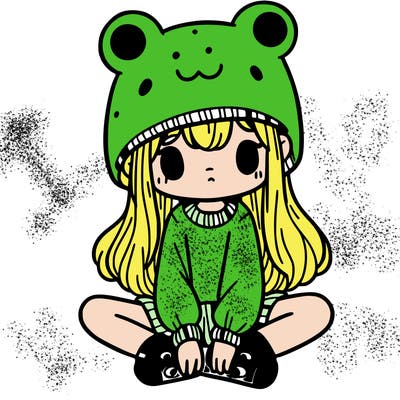 a girl wearing a frog hat and some frog socks