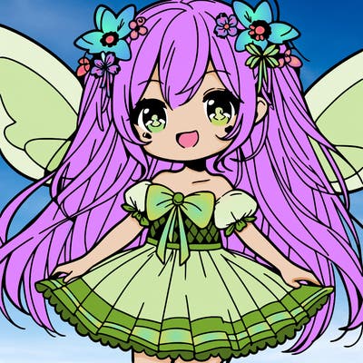 cute smiling anime girl fairy