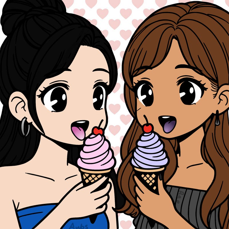 two woman eating ice cream
