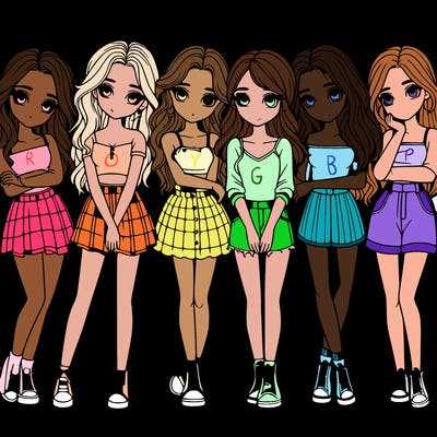 a group of girls realistic