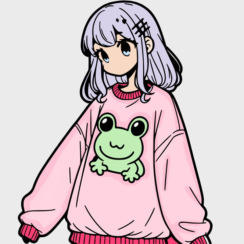 girl wearing frogging sweatshirt