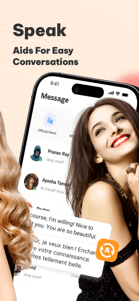 Rilk - Make Funny Friends - Rilk mobile app interface showcasing real-time message translation for easy global conversations.