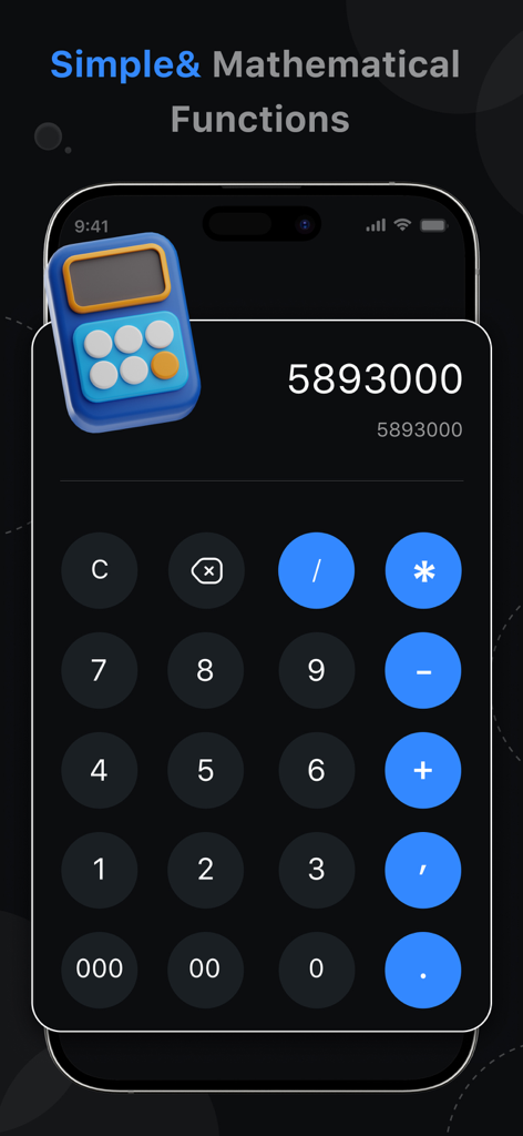 CashBook : Credit Account Book - CashBook app interface showing a mobile calculator for business accounting and mathematical functions.