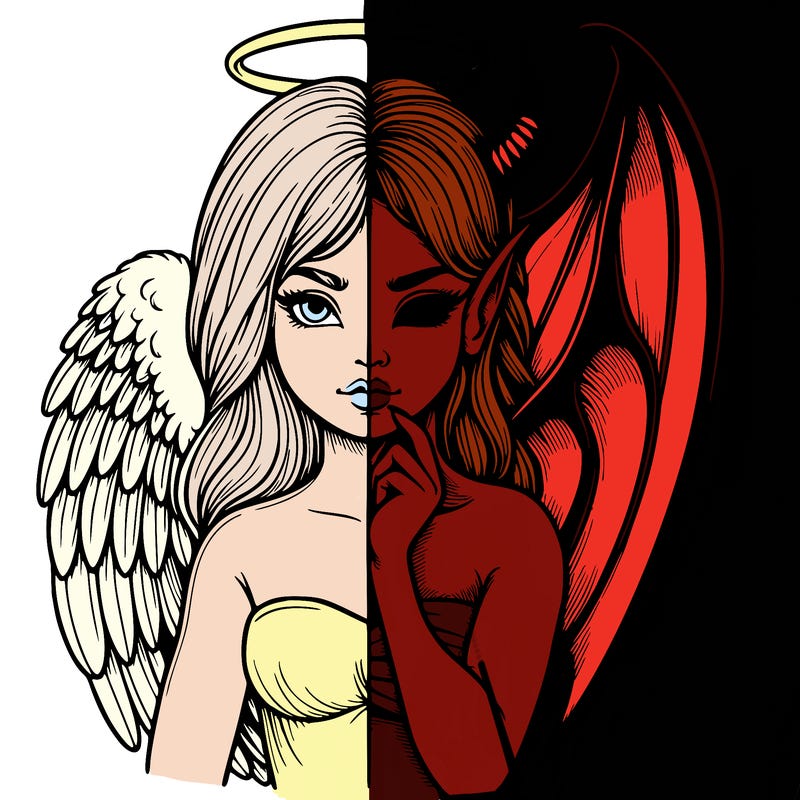 realistic angel half demon