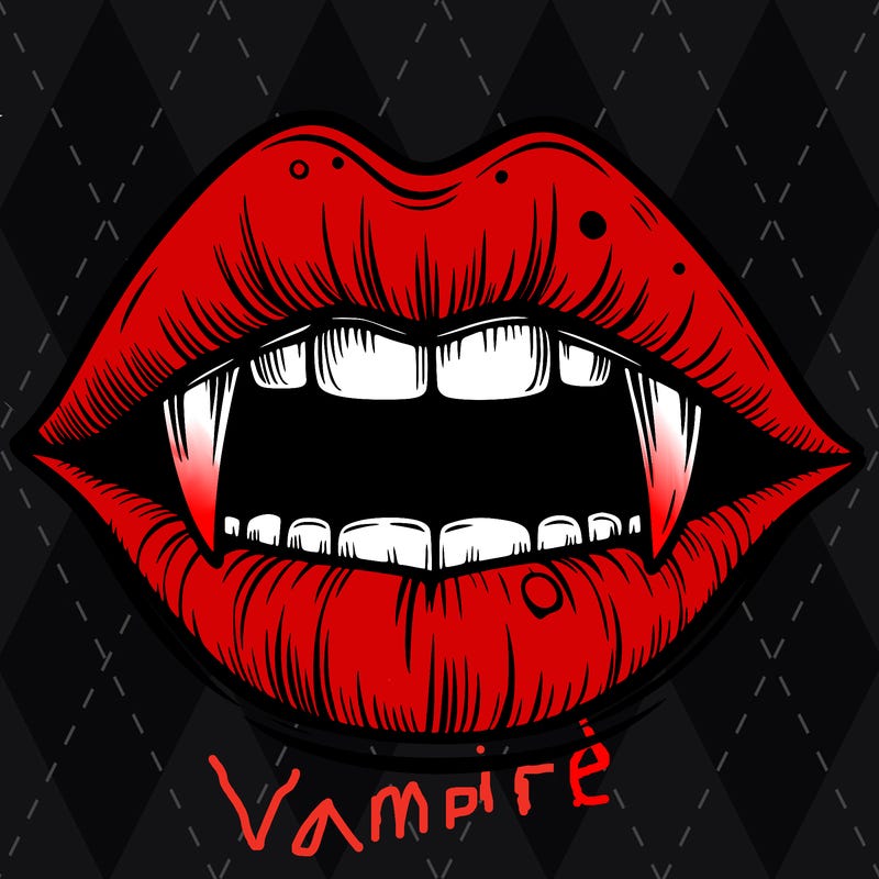 lips with vampire teeth