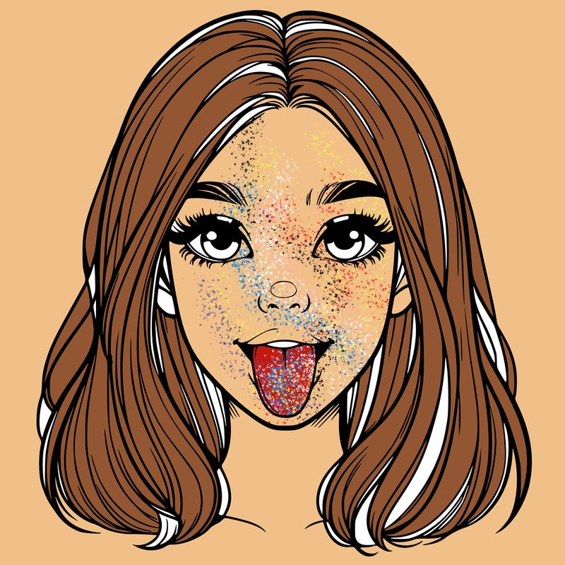 realistic girl with her tongue out