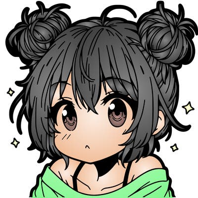 a manga girl with messy small buns