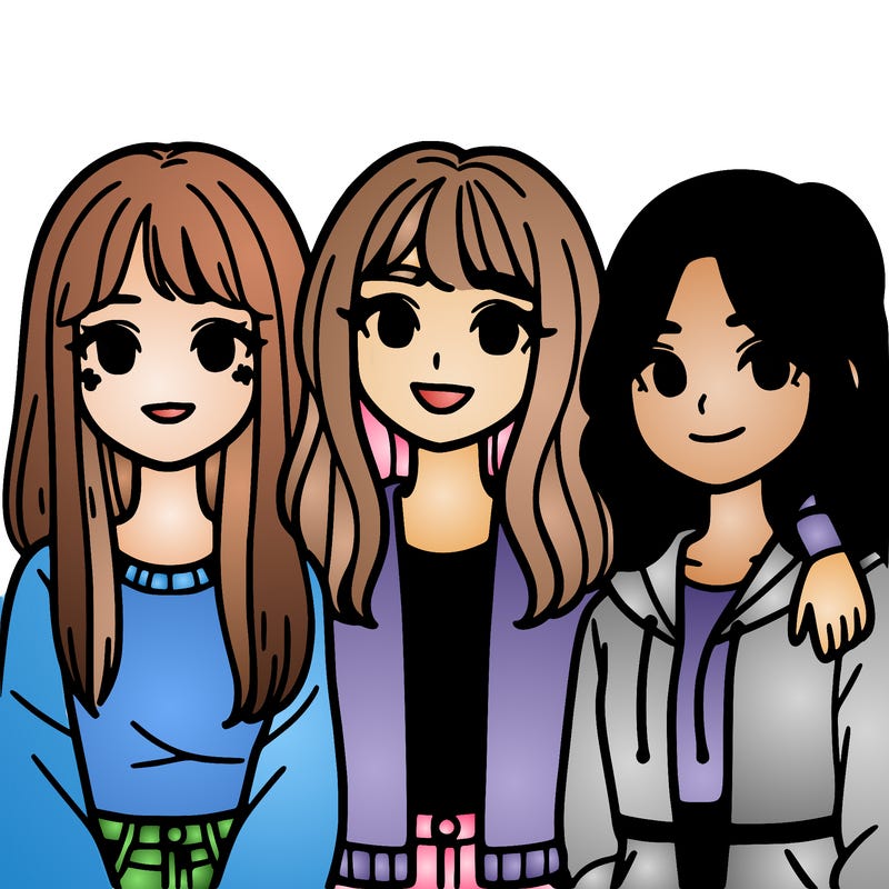 three friends hanging out girls