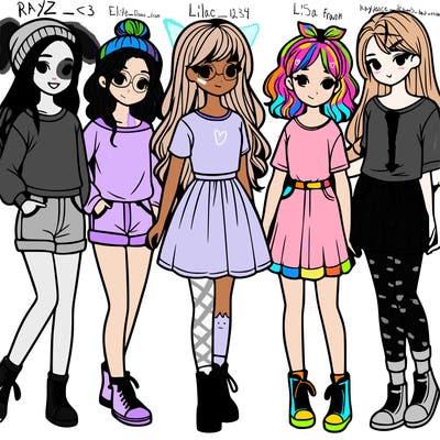 a group of five girls