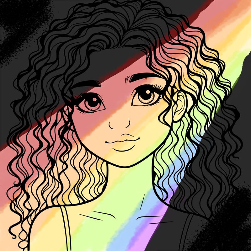 realistic girl with curly hair