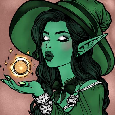 realistic elf casting a spell with lips