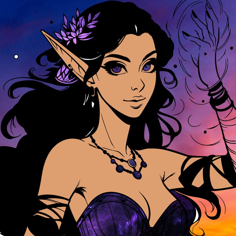 realistic elven woman glow magic wild chaos