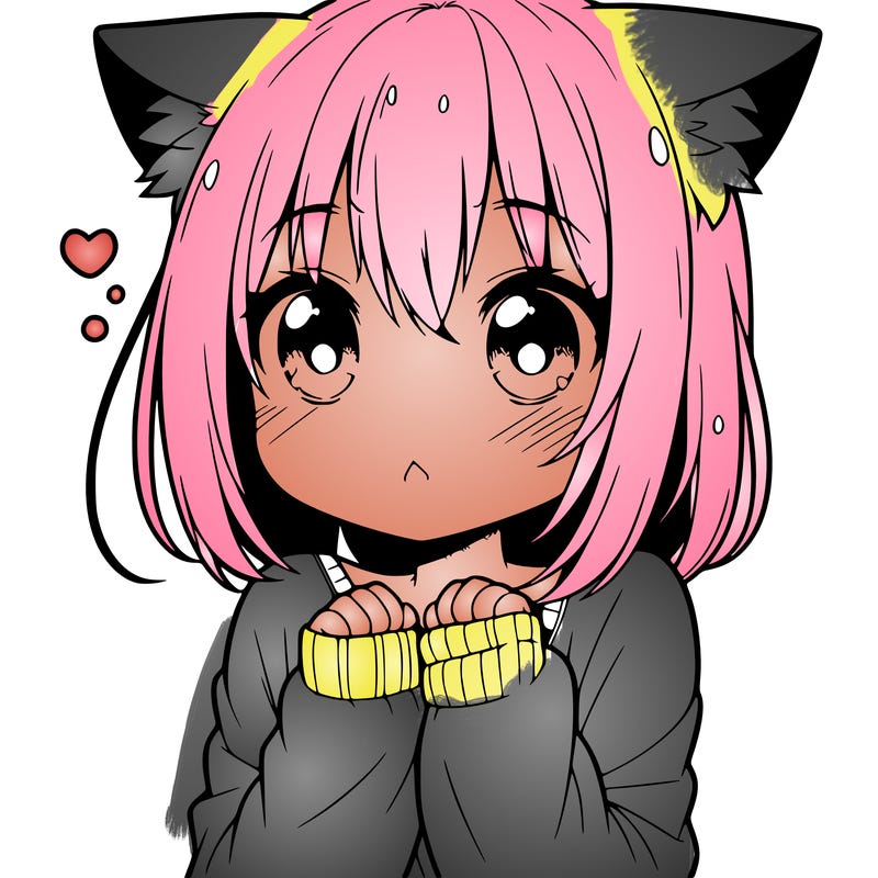 shy anime catgirl
