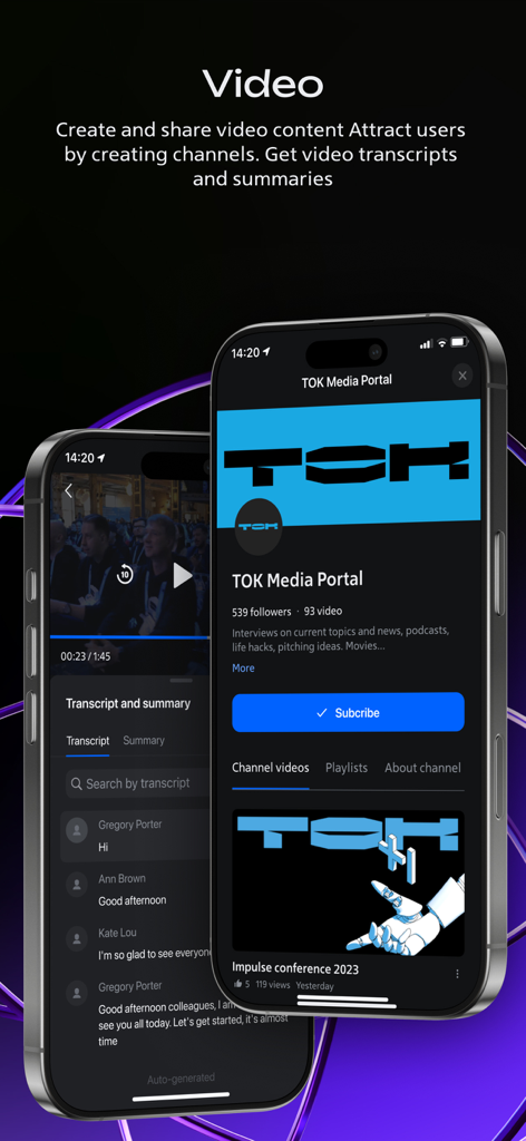 DION UC - DION UC video portal and transcript interface for corporate communication