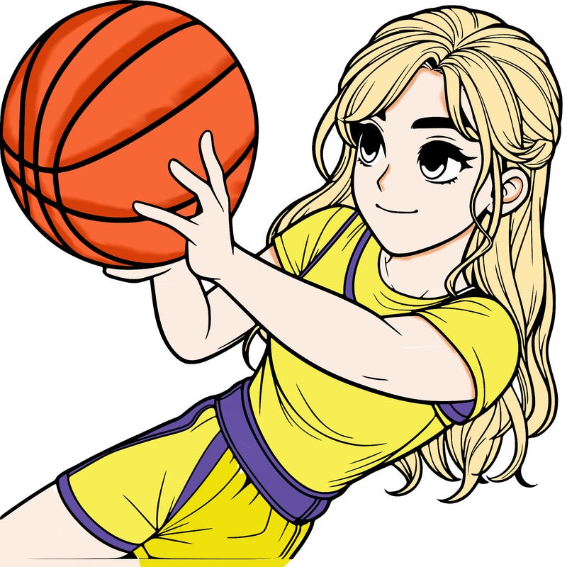 realistic girl playing basketball