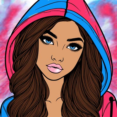 realistic beautiful girl with a hood on