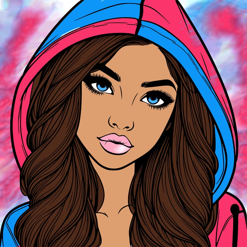 realistic beautiful girl with a hood on