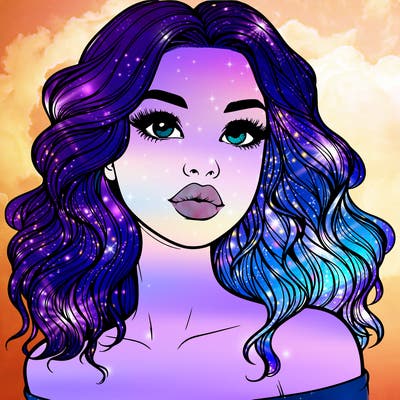 realistic girl with wavy hair and lips