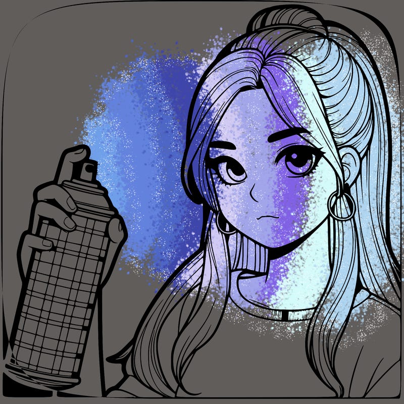 a realistic girl spray, painting