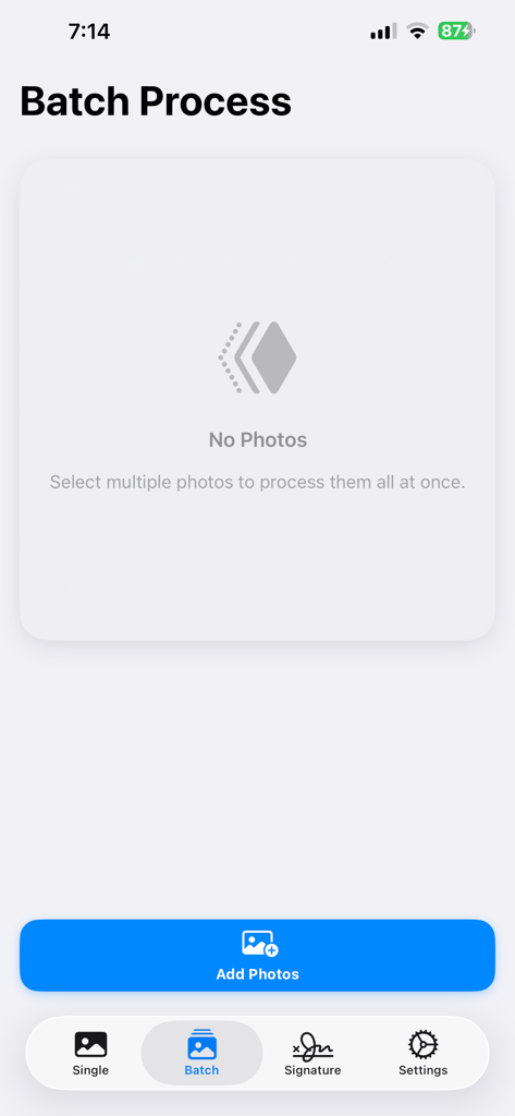 Remove Background - Removr - Interfaccia di rimozione sfondo batch sull'app mobile Removr
