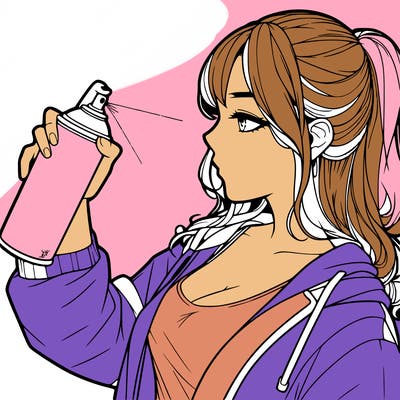 a realistic girl spray, painting