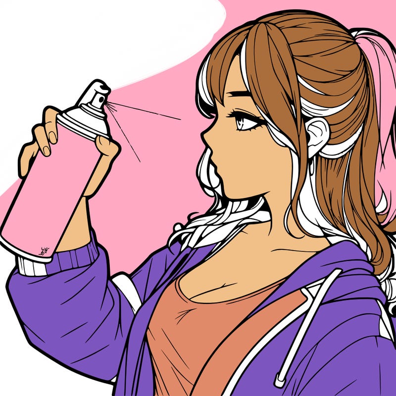 a realistic girl spray, painting