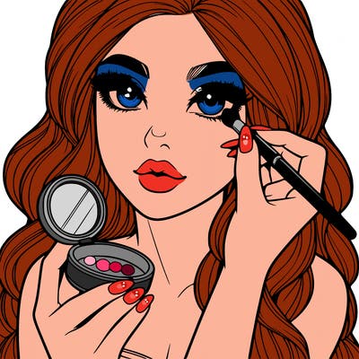 realistic girl doing makeup