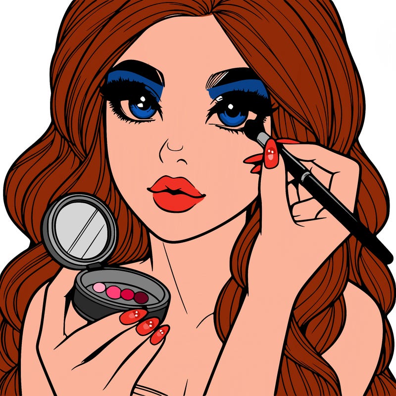 realistic girl doing makeup