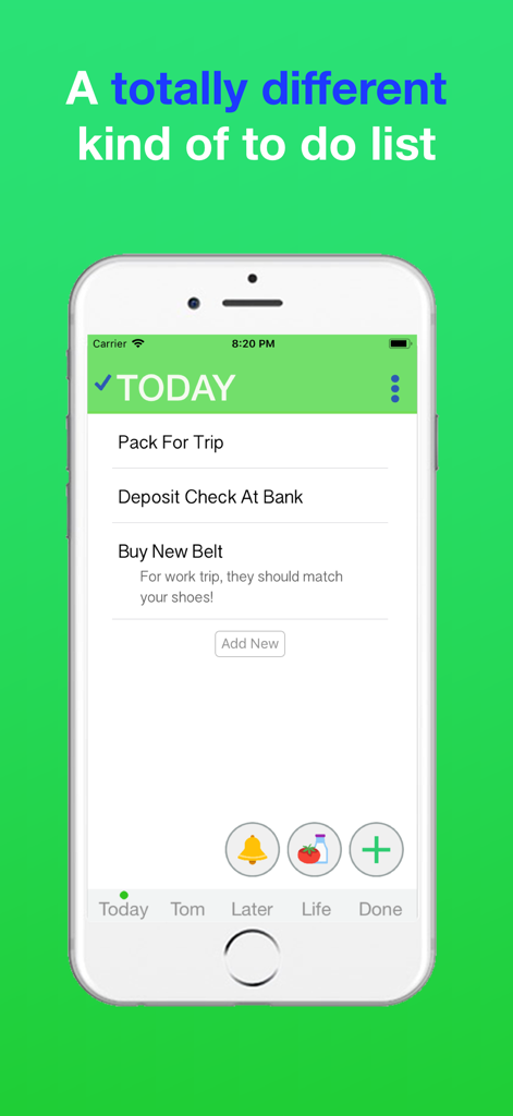 Do.List: To Do List Organizer - La aplicación Do.List en un iPhone mostrando una lista de tareas simple de Hoy con una interfaz limpia y verde.