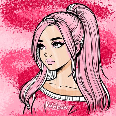 realistic girl with a high ponytail