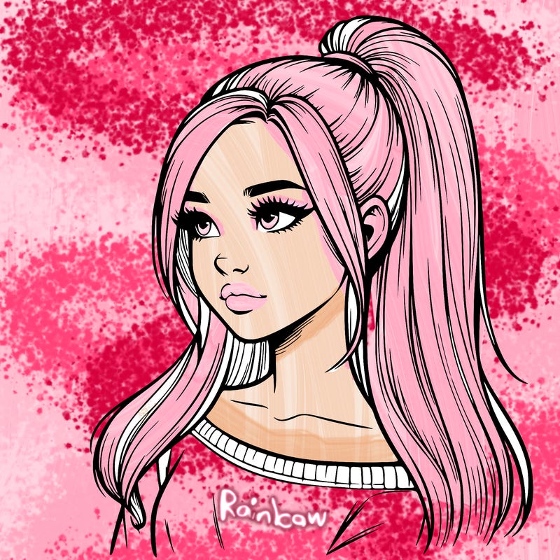 realistic girl with a high ponytail