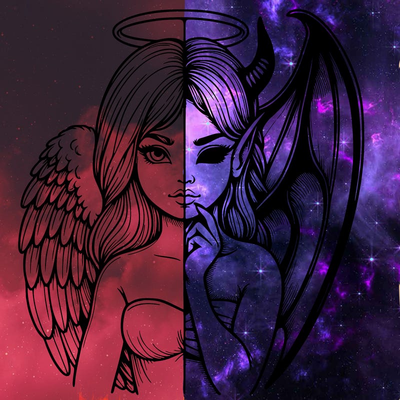 realistic angel half demon