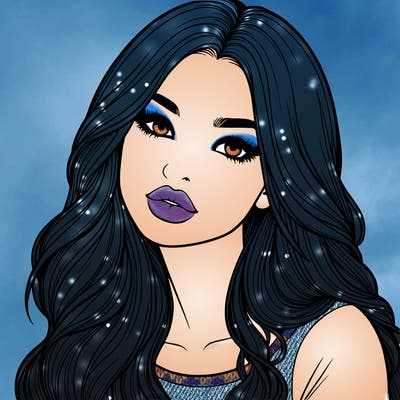 realistic girl with hair on her hair and lips