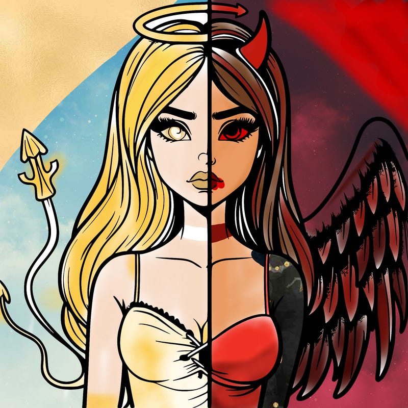 devil vs angel realistic girl