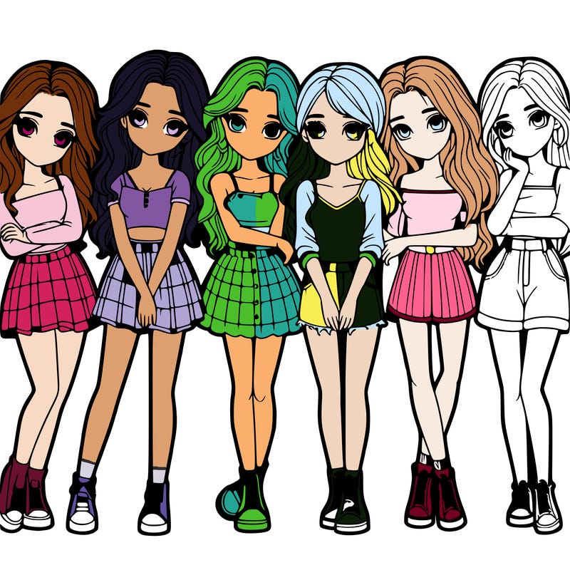 a group of girls realistic