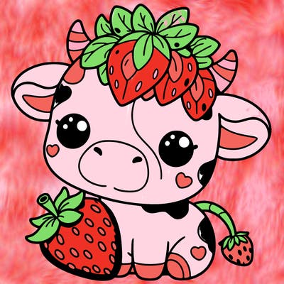 cute strawberry cow