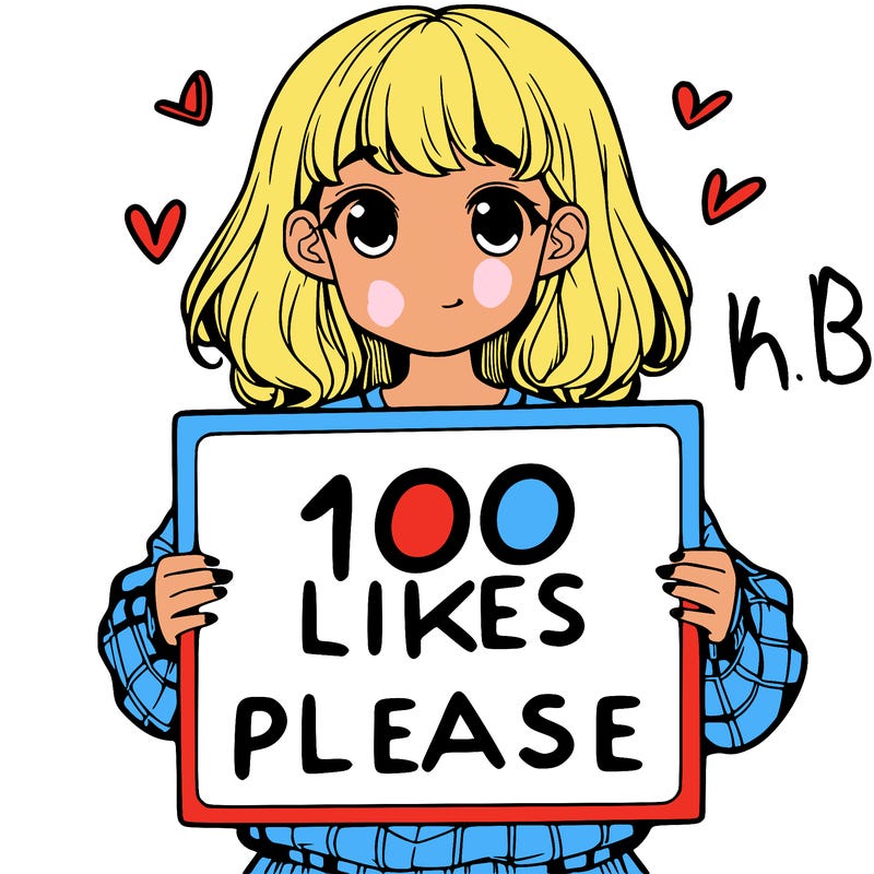 a girl holding a sign saying 100 likes please