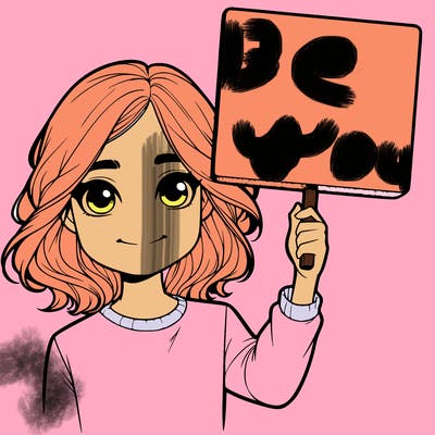 realistic girl holding up a sign